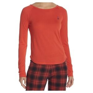 Psycho Bunny Raglan Pajama Long Sleeve Top Women Size XS Extra‎ Small Jester Red